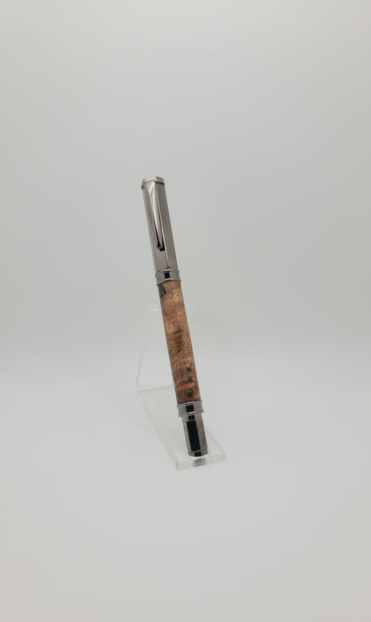 Magnetic Vertex Pen - Gun Metal - Black/Gold Maple Wood
