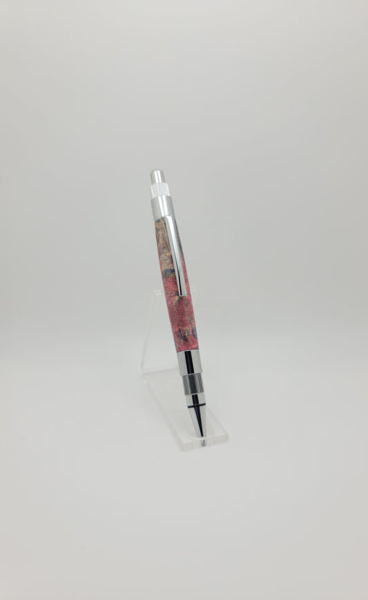 Stratus Click Pen - Chrome - Pink & Blue Maple Burl