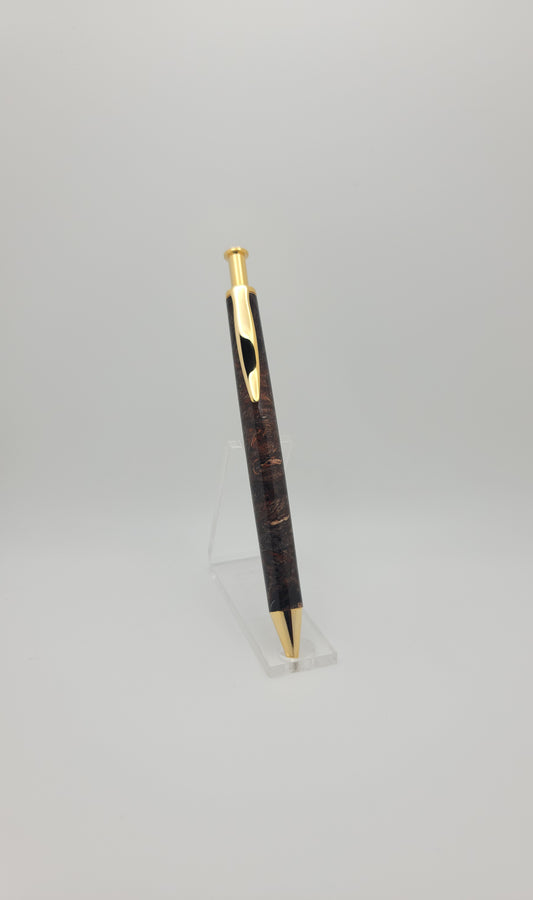 Longwood Click Pencil - Gold - Maple Burl Wood