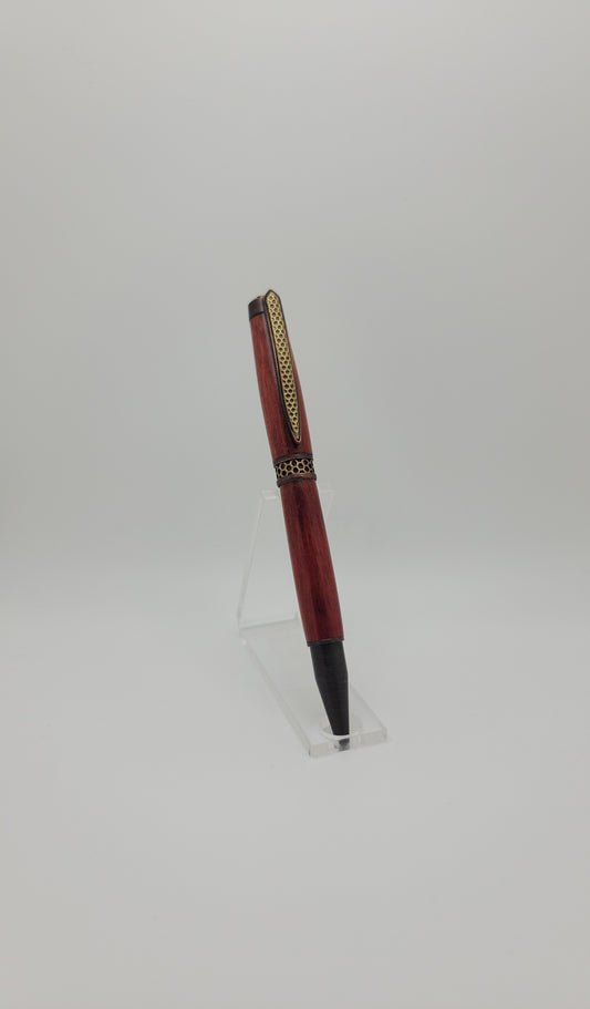 Honeycomb Twist Pen - Antique Brass with Oil Rubbed Bronze - Bloodwood
