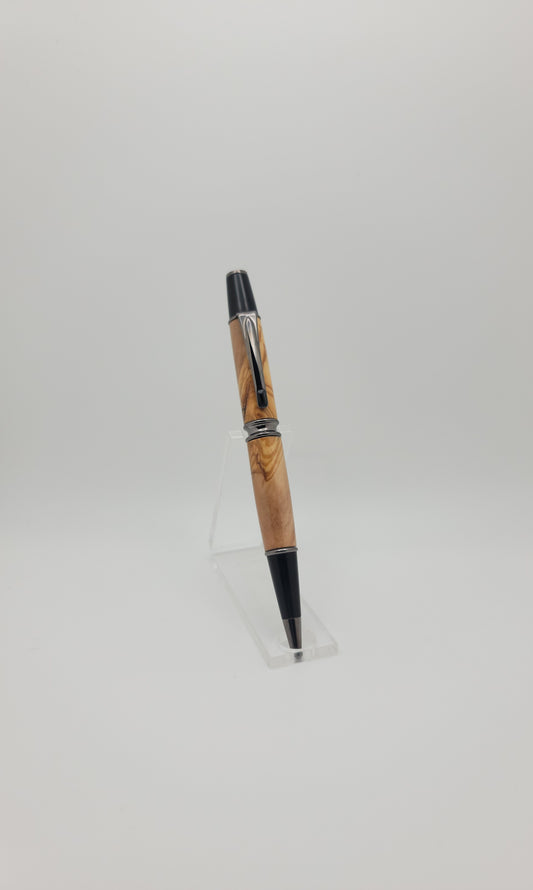 Patrizio Twist Pen - Chrome - Highly Figured Olive Wood