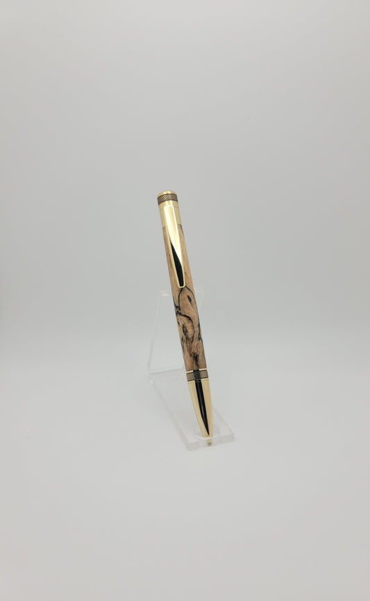 Cortona Twist Pen - 24kt Gold  - Premium Stabilized Spalted Hackberry