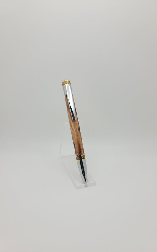 Cortona Twist Pen - 24kt Gold/Chrome - Spalted Olive Wood