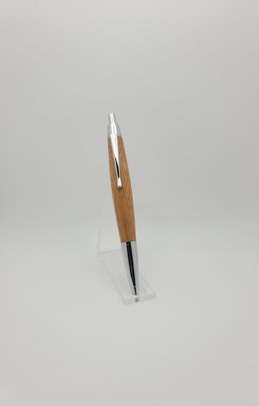 Devin Click Pen - Silver - Teak Wood