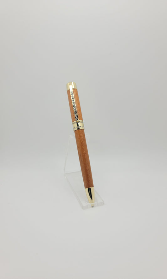 Princess Twist Pen - Gold w/Clear Crystals - Shadua Wood