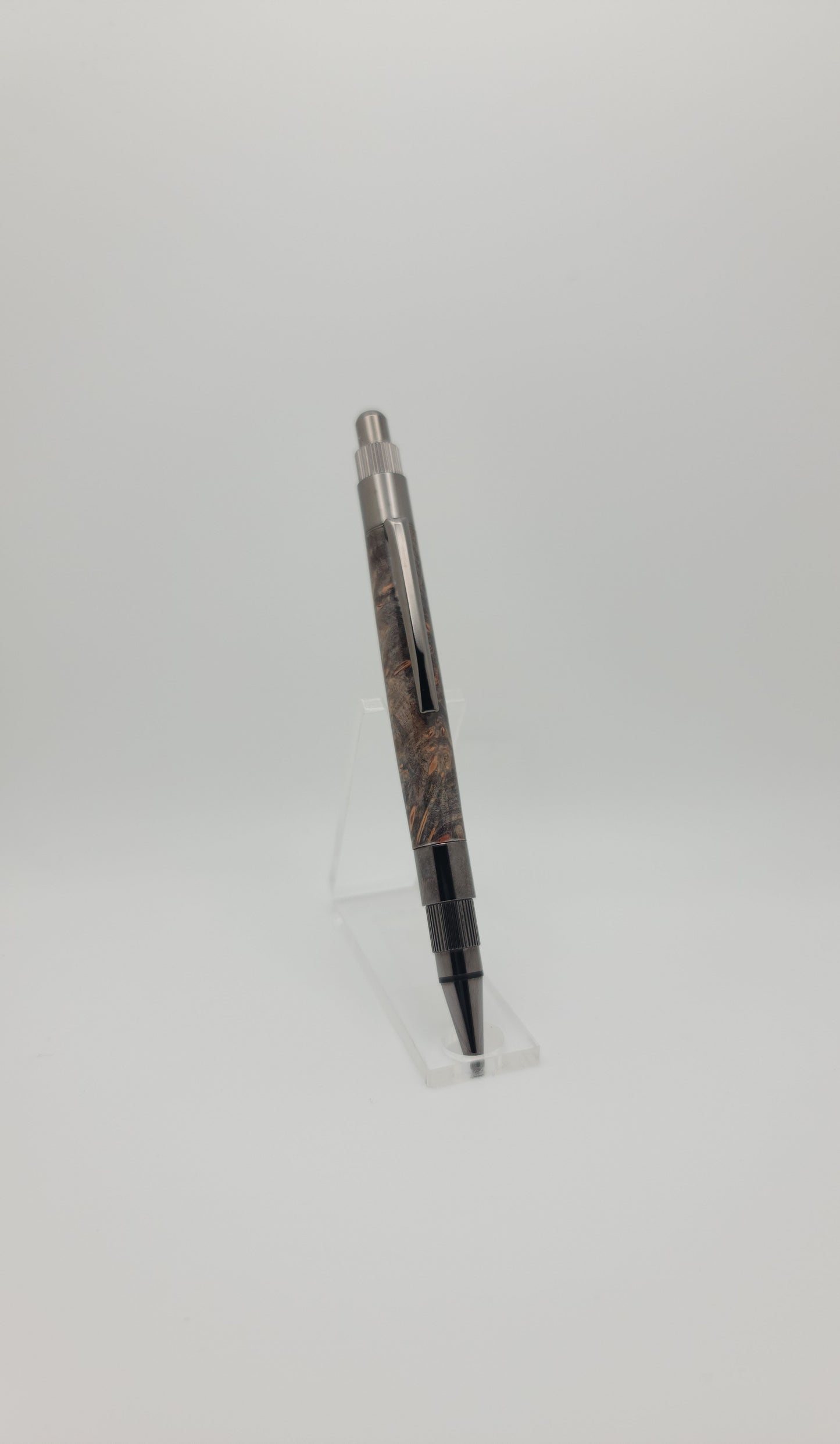 Stratus Click Pen - Gun Metal - Red & Blue Maple Burl