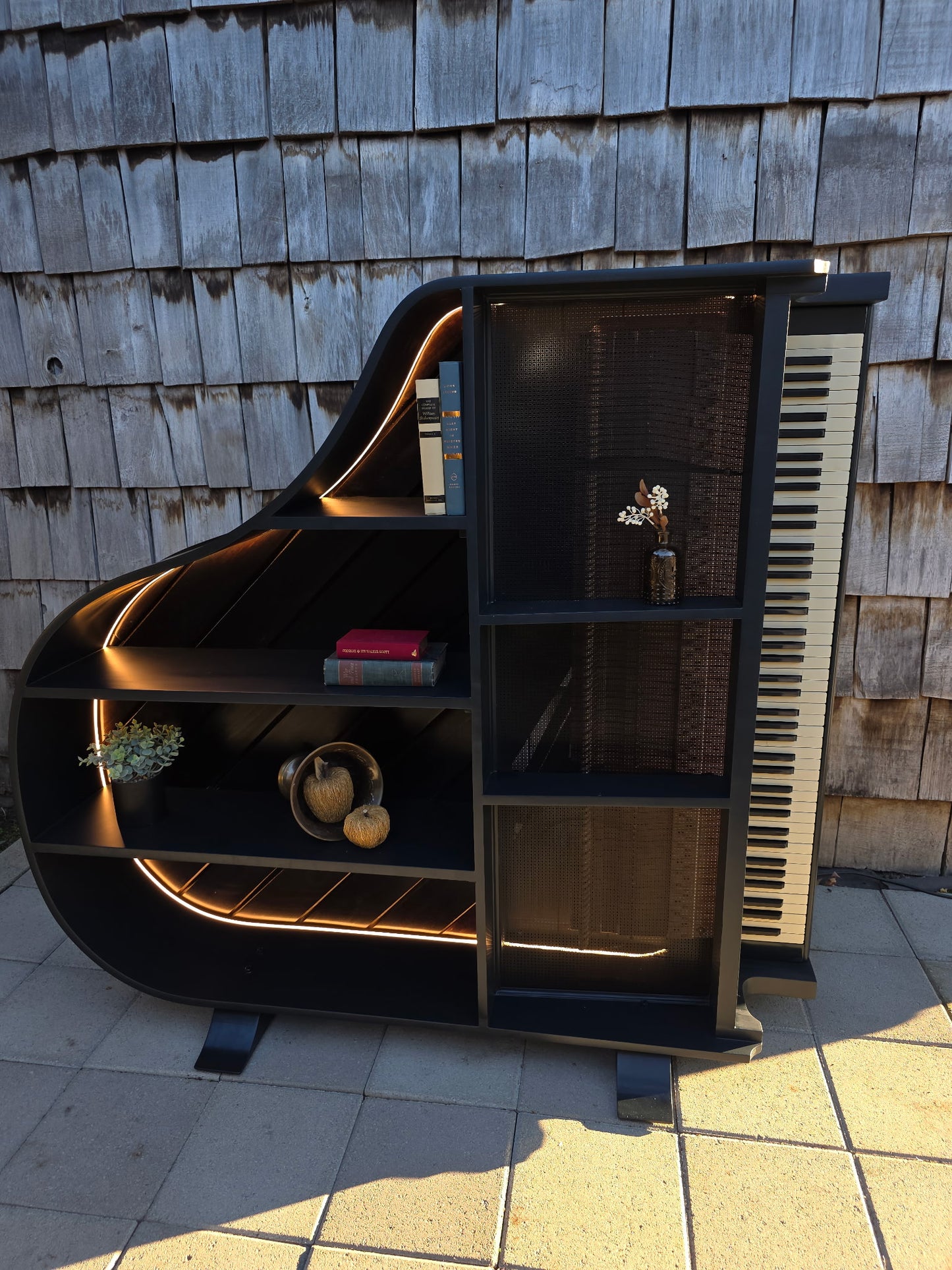 1930's Schiller Baby Grand Piano Bookshelf