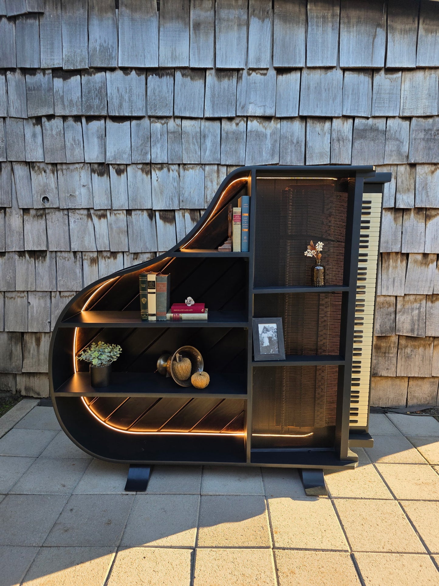 1930's Schiller Baby Grand Piano Bookshelf