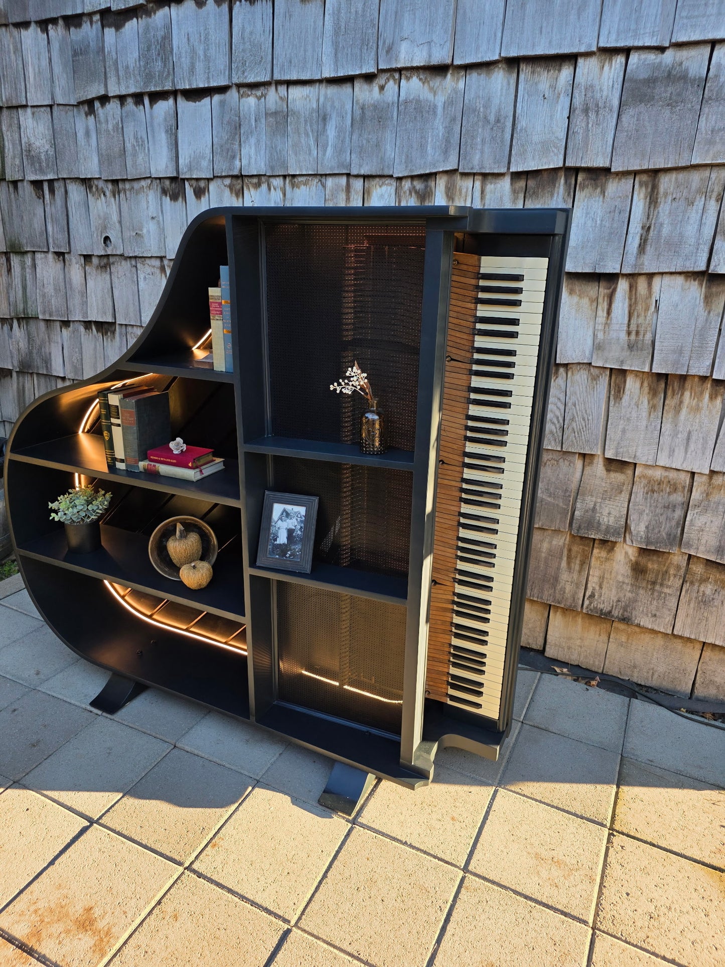 1930's Schiller Baby Grand Piano Bookshelf